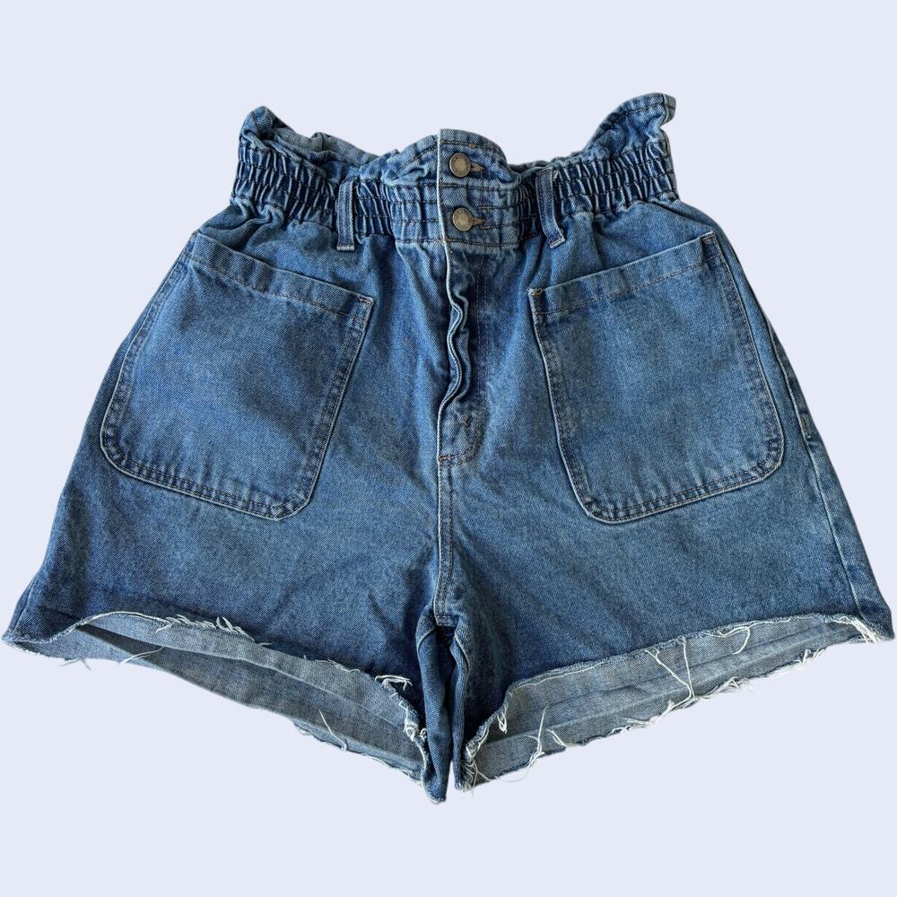 CELLOS L Y2K Jean Shorts Blue Paperbag Smocked